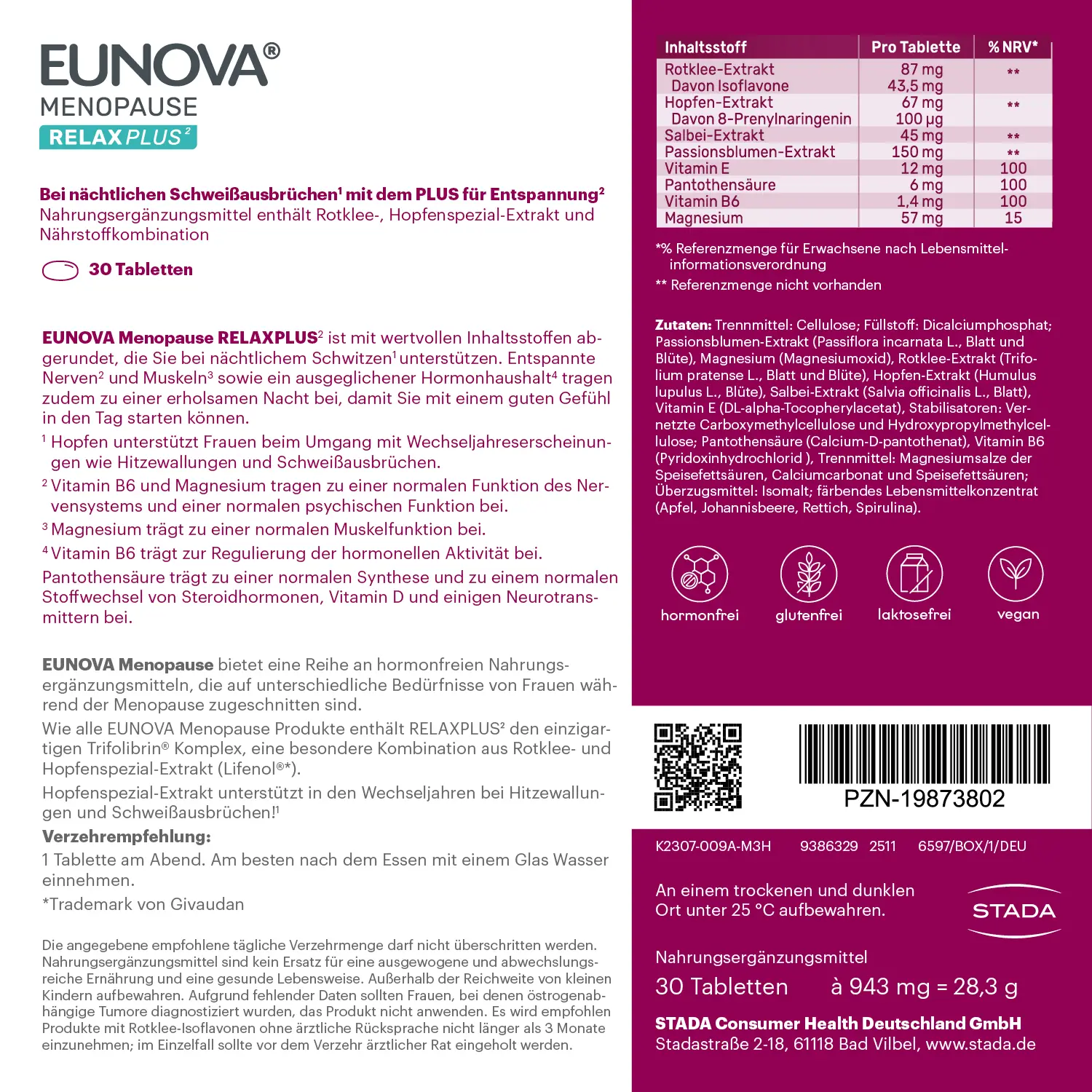 Packshot Eunova Menopause Relaxplus