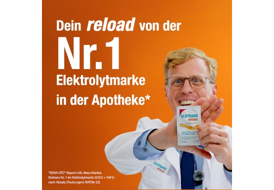 Nummer 1 Elektrolytmarke Elotrans Reload Nummer 1 Elektrolytmarke in der Apotheke