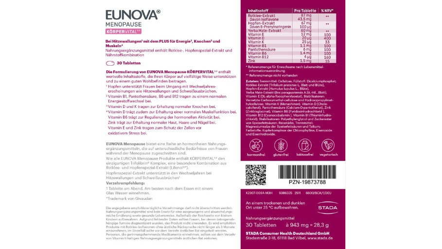 Umverpackung Eunova Menopause Körpervital Umverpackung Eunova Menopause Körpervital