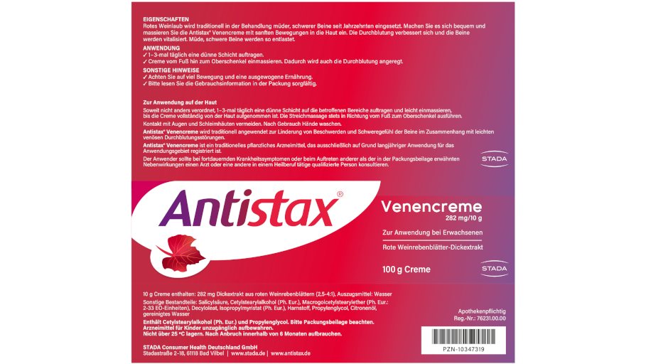 Antistax Venencreme Gebrauchsinformationen Antistax Venencreme Gebrauchsinformationen