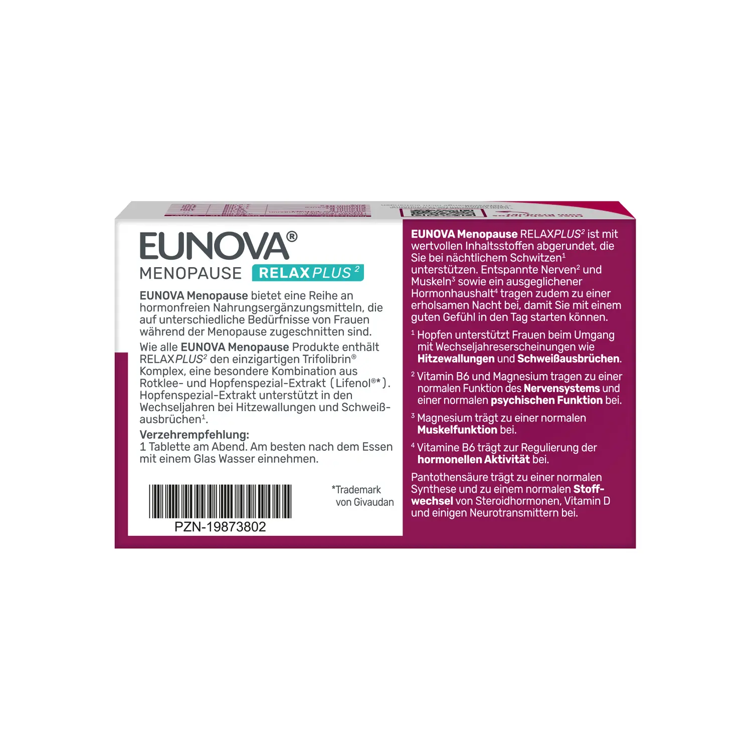 Packshot Eunova Menopause Relaxplus