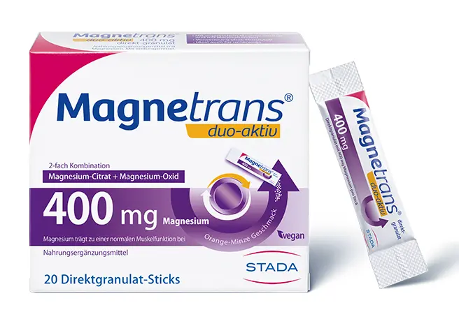 Umverpackung Magnetrans® duo-aktiv 400 mg Direktgranulat-Stick