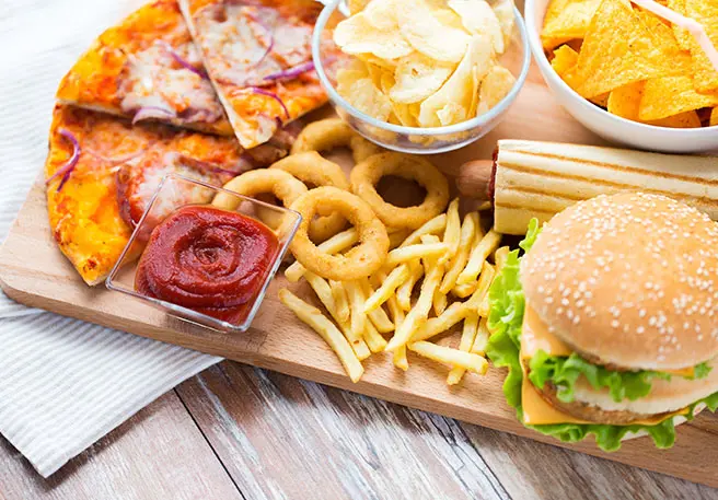 Fast Food Tablett mit Fast Food