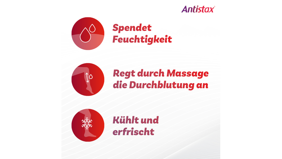 Antistax Frischgel spendet Feuchtigkeit Antistax Frischgel spendet Feuchtigkeit
