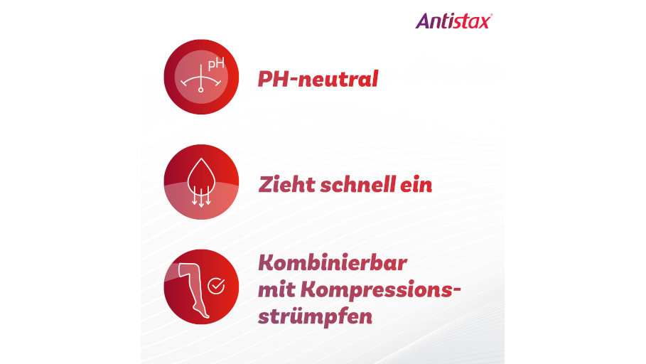 Antistax Frischgel zieht schnell ein Antistax Frischgel zieht schnell ein